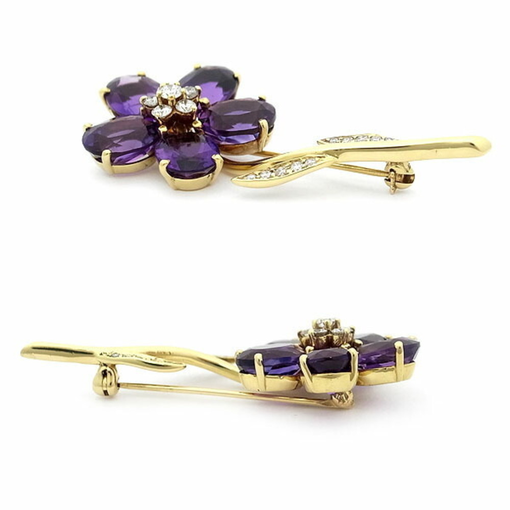 Tiffany Amethyst Diamond Flower Motif Brooch